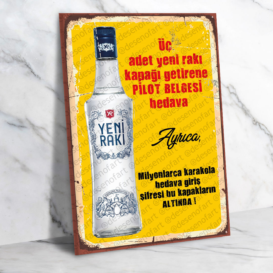 Rakı Ahşap Retro Poster