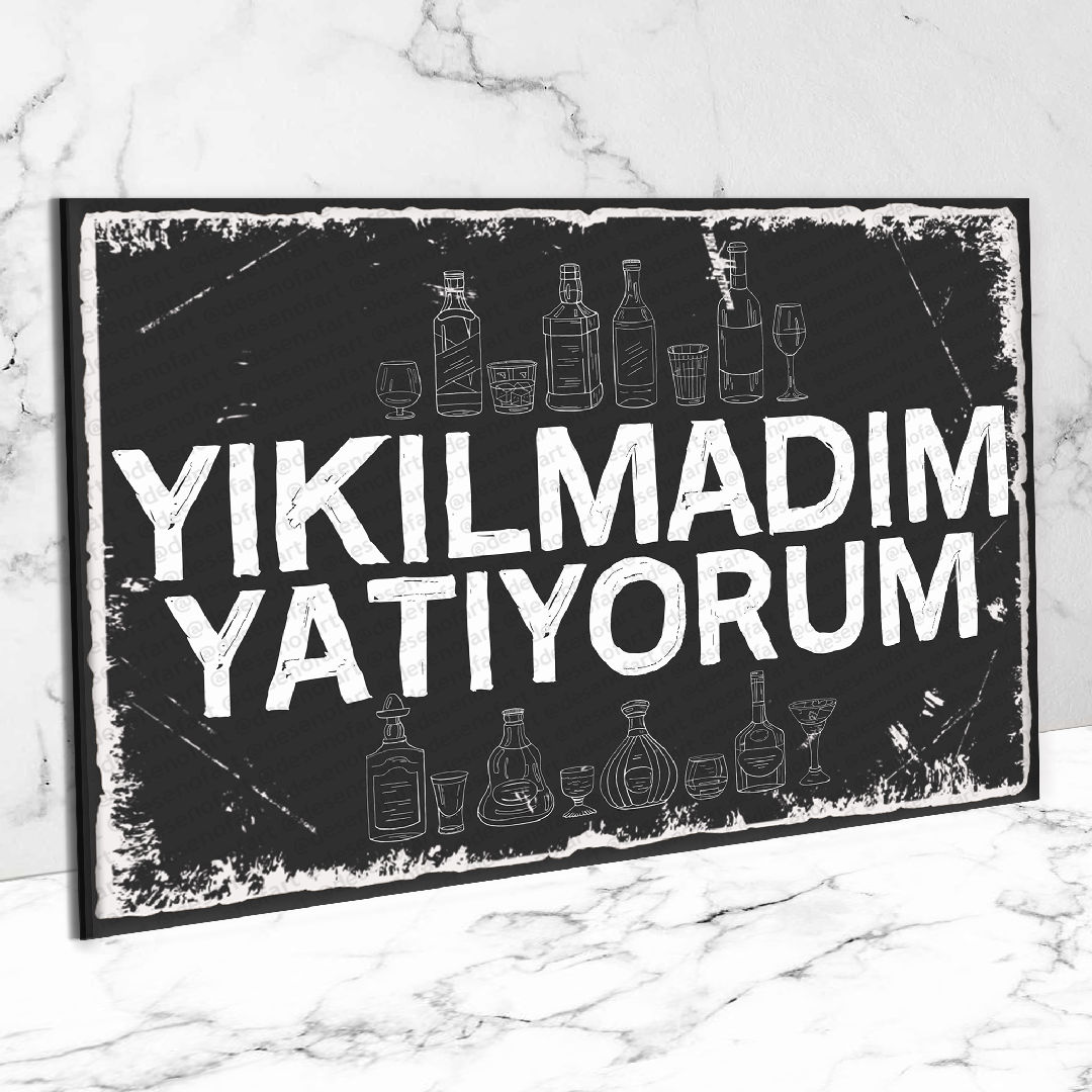 Yıkılmadım... Ahşap Retro Poster