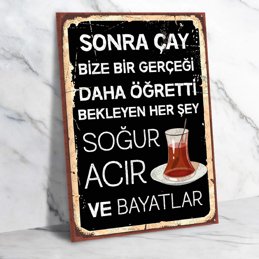 Çay  Ahşap Retro Poster