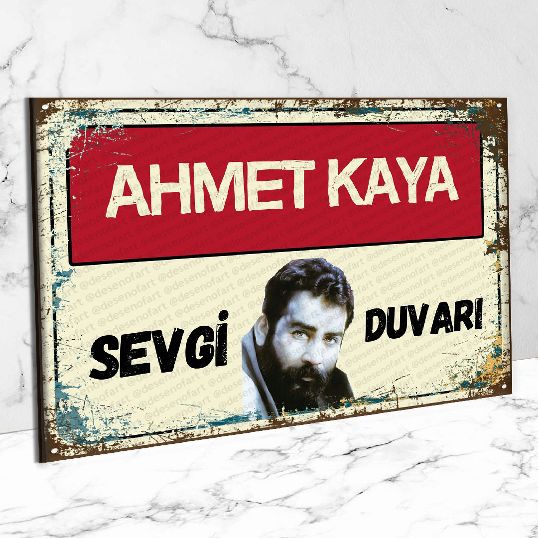 Sevgi Duvarı Ahmet Kaya Ahşap Retro Poster