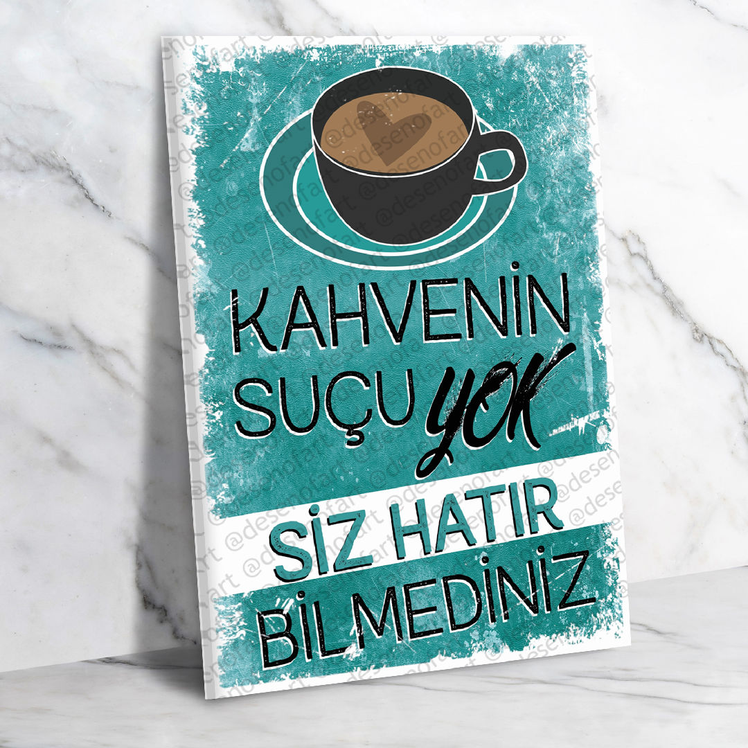 Kahvenin Sucu Yok... Ahşap Retro Poster