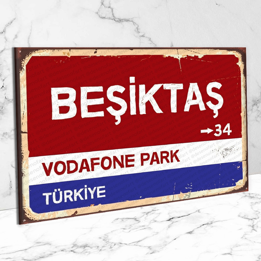 Beşiktaş Ahşap Retro Poster