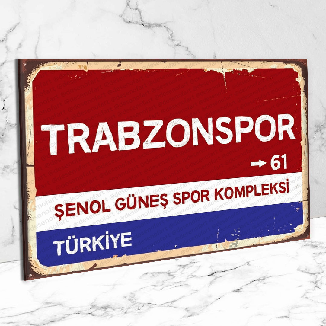 Trabzon Spor Ahşap Retro Poster