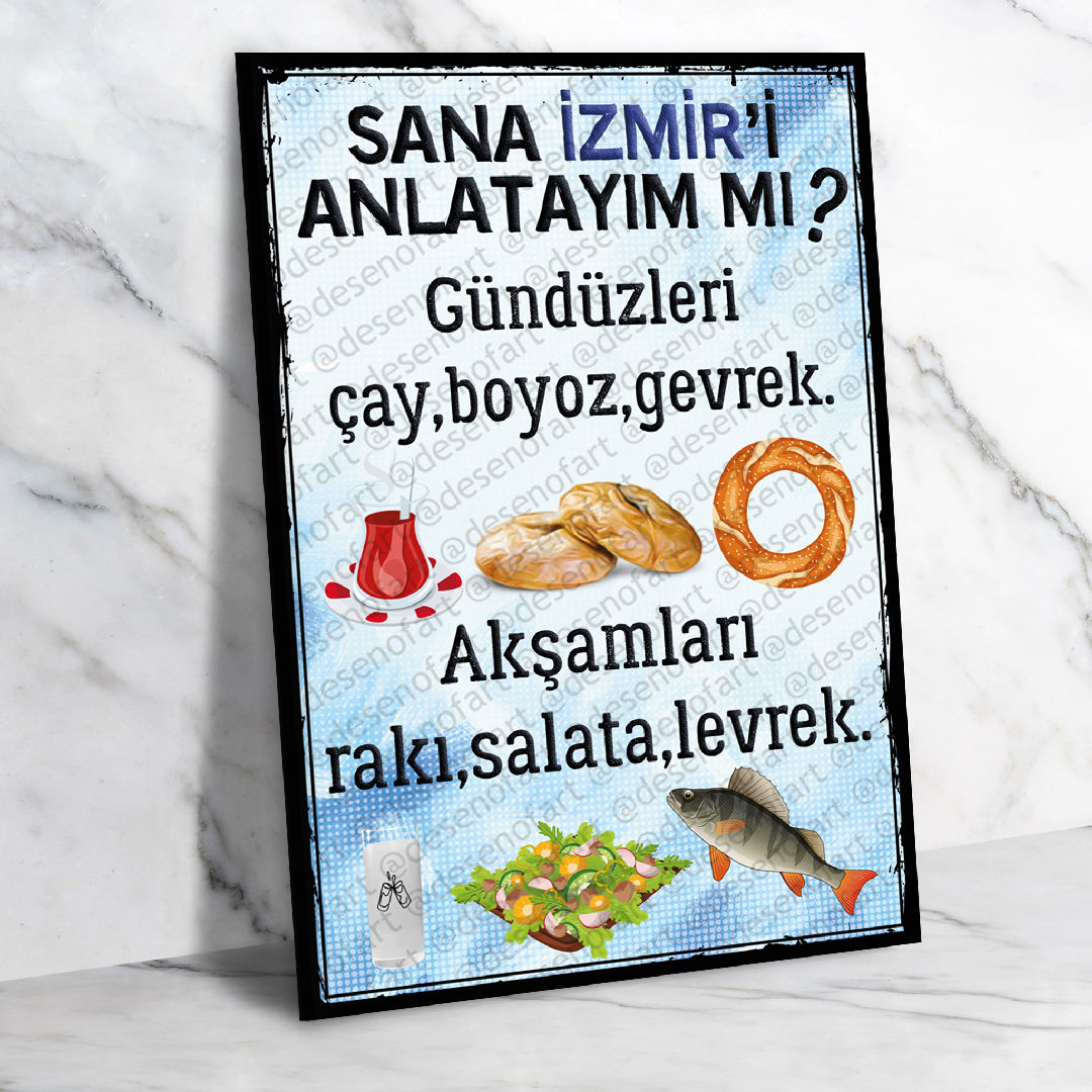 Sana İzmir'i Anlatayım mı? Ahşap Retro Vintage Poster 