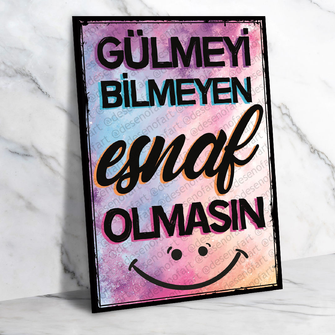 Gülmeyi Bilmeyen Esnaf Olmasın Ahşap Retro Poster