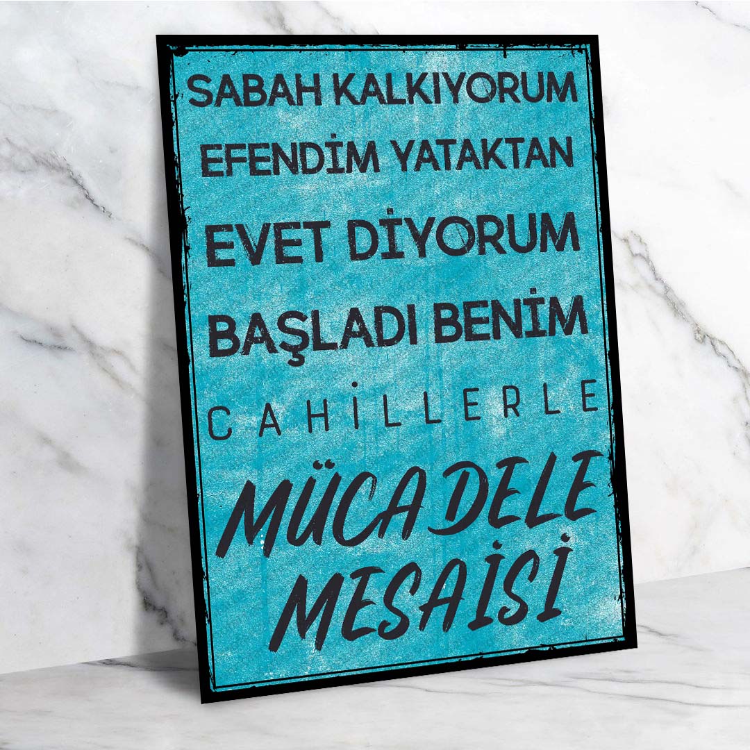 Komik Retro Ahşap Poster - Cahillerle Mücadele Temalı Vintage Dekor