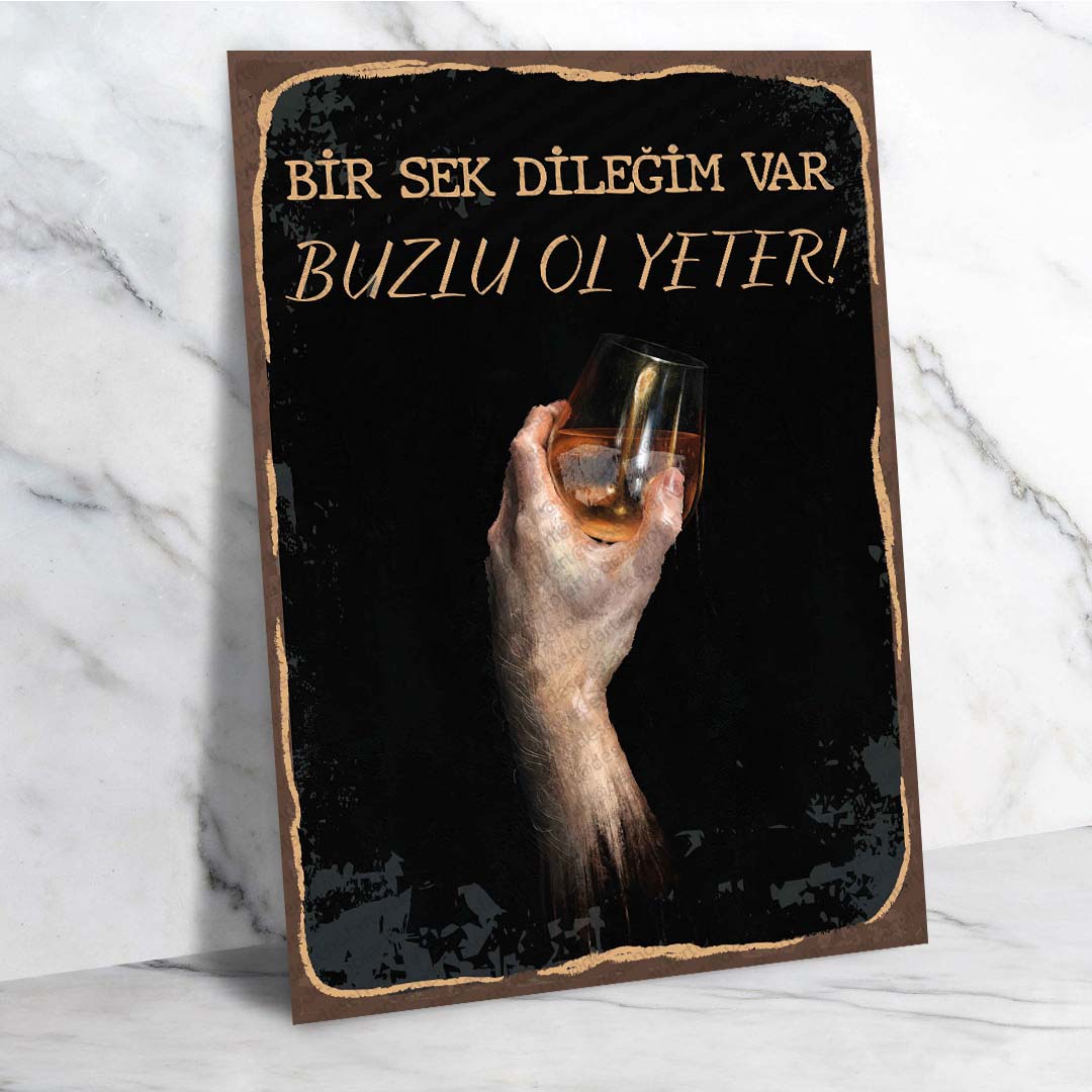 Komik Retro Ahşap Poster - Buzlu İçecek Temalı Vintage Dekor